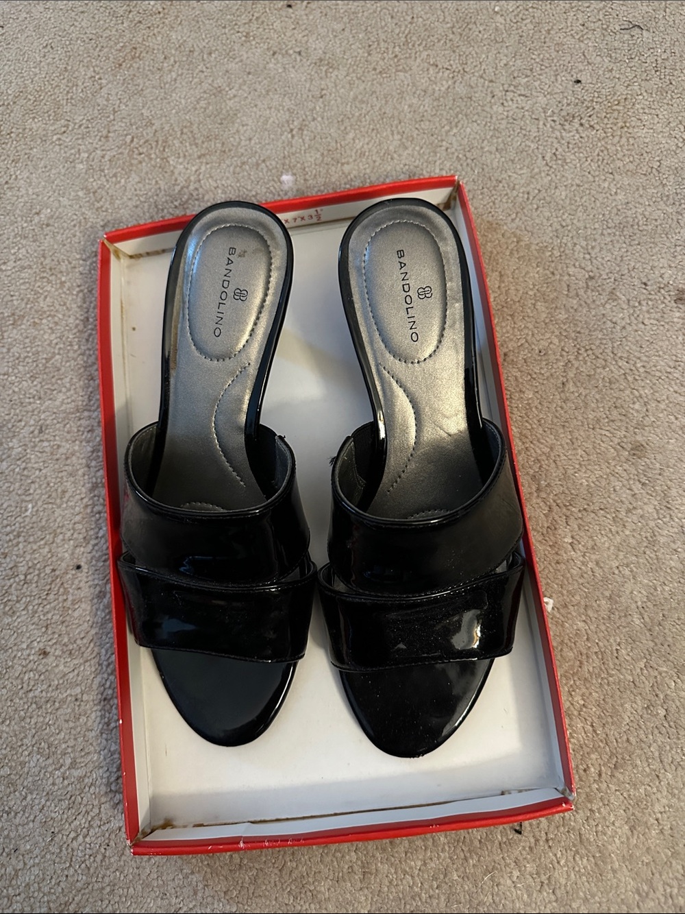Bandolino Black Patent Double-Band Slide Mules